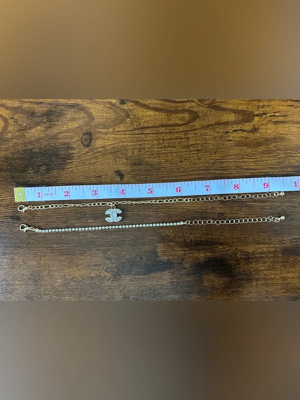 Gold and Crystal Double C Bracelet Set